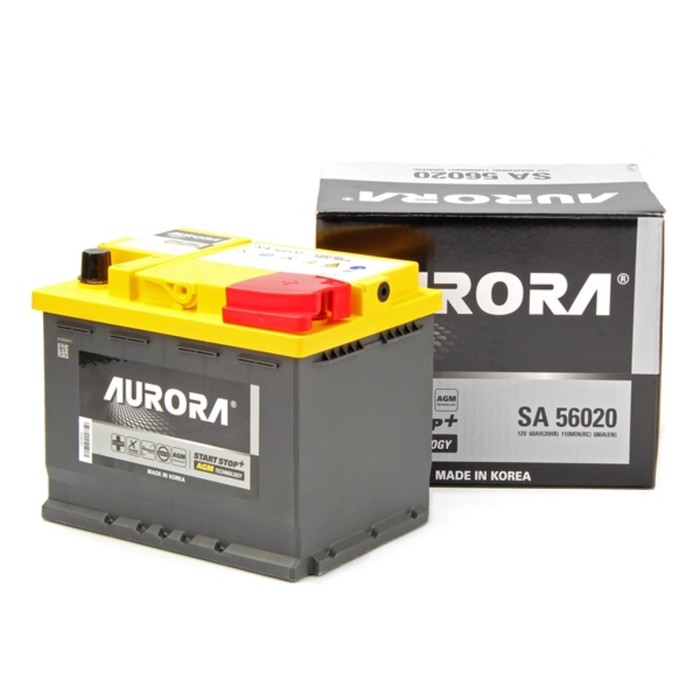 Аккумулятор AURORA DIN AGM 56020 L2, 60 Ah, 680 A, 242x174x190, обратная полярность
