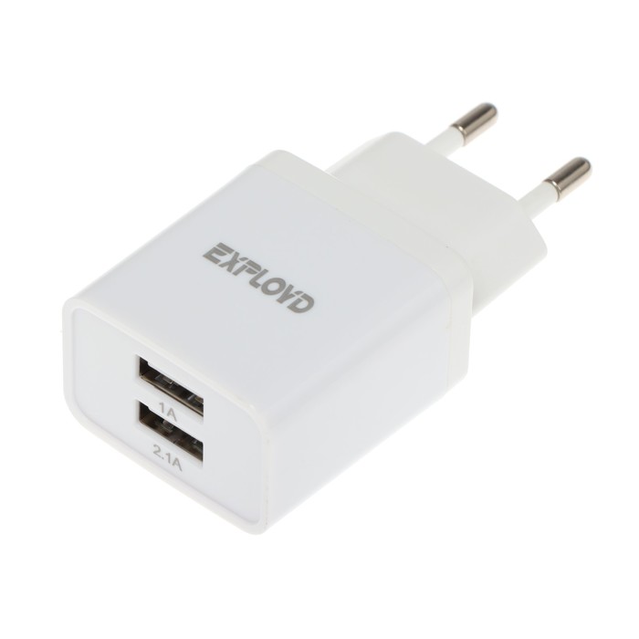 Сетевое зарядное устройство Exployd EX-Z-611, 2 USB, 3.1 А, белое сетевое зарядное устройство exployd ex z 1419 2 4a белый