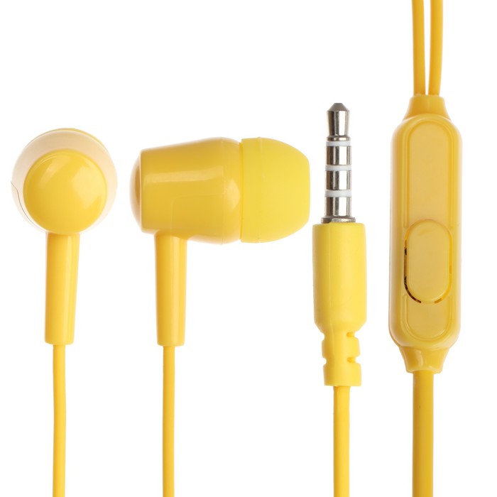 Наушники Exployd EX-HP-1371, вакуумные, микрофон, 102 дБ, 32 Ом, 3.5 мм, 1.2 м, желтые