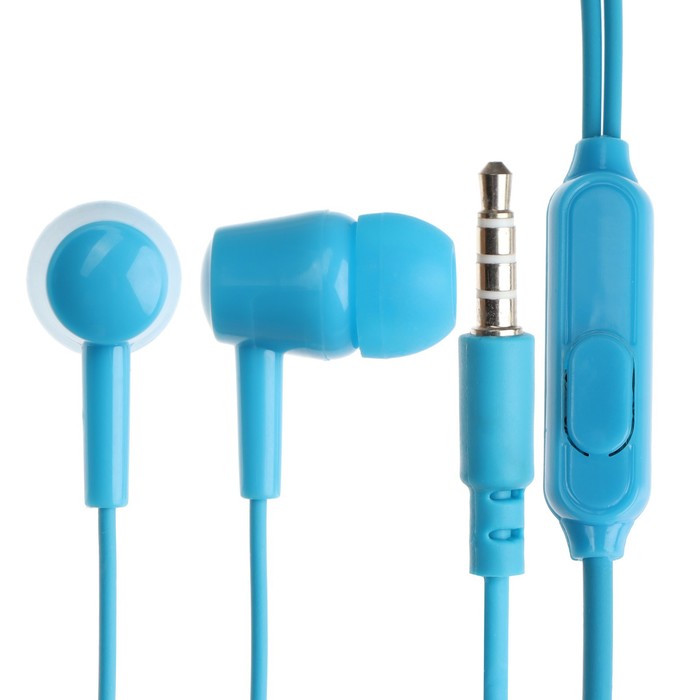 Наушники Exployd EX-HP-1369, вакуумные, микрофон, 102 дБ, 32 Ом, 3.5 мм, 1.2 м, голубые