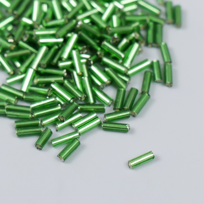 Бисер Zlatka стеклярус 10 г, размер 3, 6 мм, №0027 зеленый 9378549