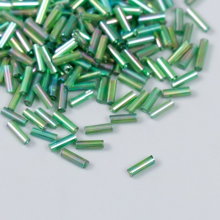 Бисер Zlatka стеклярус 10 г, размер 3, 6 мм, №0167 зеленый 9378558