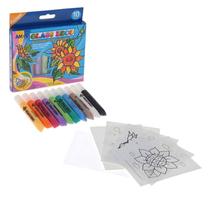 Набор витражных красок "Подсолнухи", 10 цветов по 10,5 мл