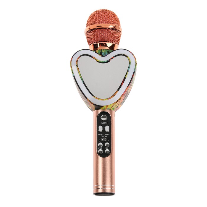 Микрофон для караоке Q5, 3 Вт, 1800 мАч, Bluetooth, FM, microSD, розовый микрофон для караоке belsis ma3002bk 3 вт 1200 мач bluetooth fm microsd красный belsis 9364318