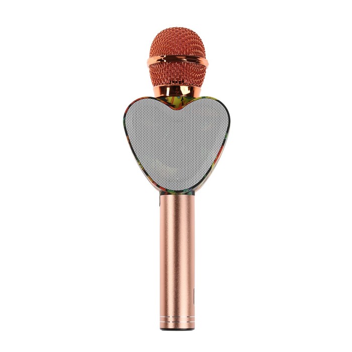 фото Микрофон для караоке q5, 3 вт, 1800 мач, bluetooth, fm, microsd, розовый