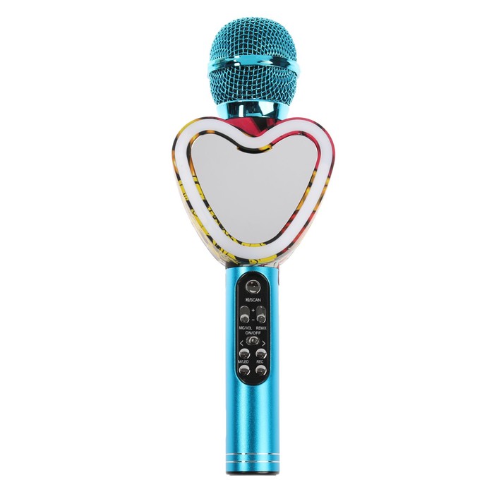 Микрофон для караоке Q5, 3 Вт, 1800 мАч, Bluetooth, FM, microSD, синий belsis микрофон для караоке belsis ma3002bk 3 вт 1200 мач bluetooth fm microsd золотой