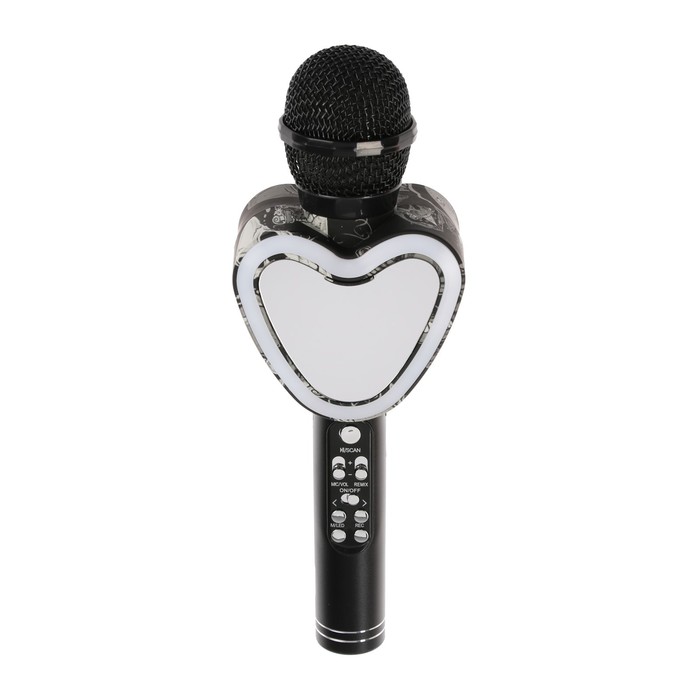 фото Микрофон для караоке q5, 3 вт, 1800 мач, bluetooth, fm, microsd, чёрный