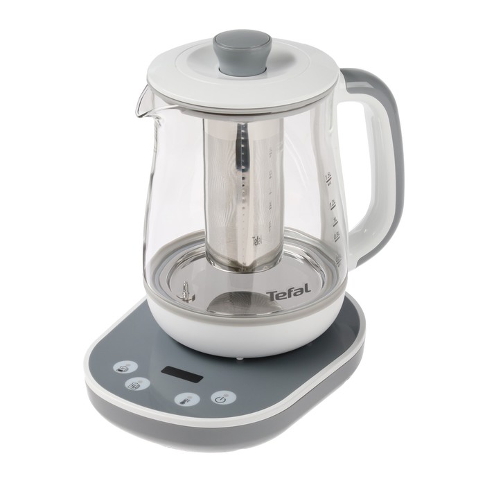 Чайник электрический TEFAL BJ551B10, стекло, 1.5 л, 1430 Вт, регулировка t°, белый чайник электрический tefal tastea bj551b10