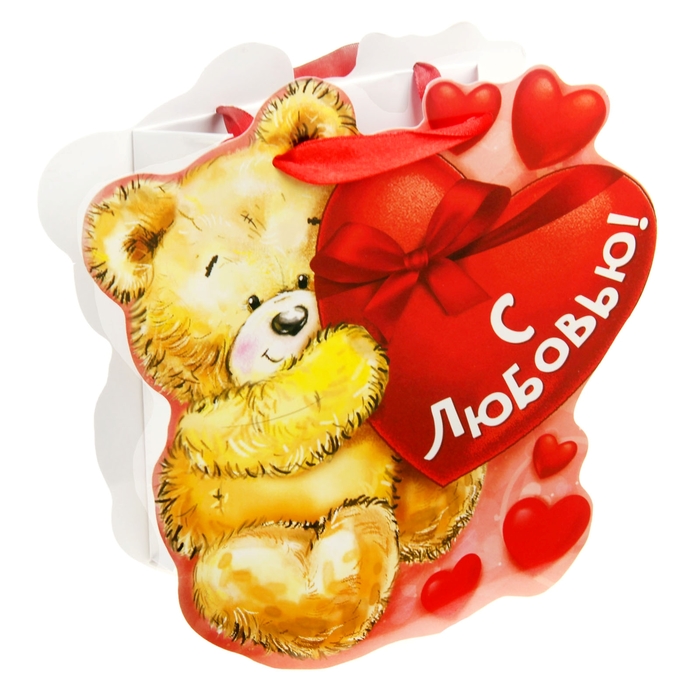 Пакет–открытка «Мишка с любовью», S 11 х 14 х 5,5 см