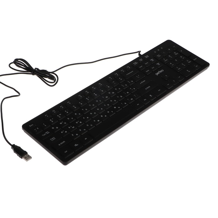Клавиатура Perfeo "BRIGHT", игровая, проводная, мембранная, 104 клавиши, USB, чёрная