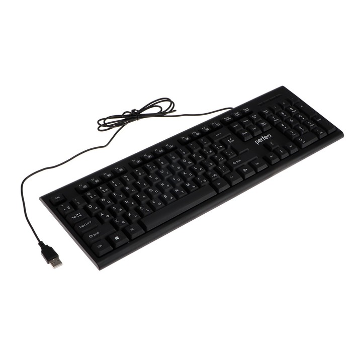 Клавиатура Perfeo CLASSIC, проводная, мембранная, 104 клавиши, USB, чёрная цена и фото