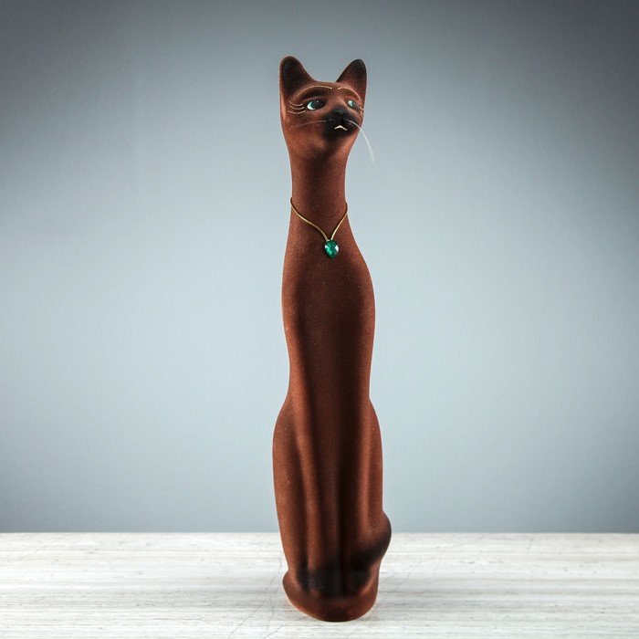 Копилка "Кошка Лана" большая, коричневая, флок