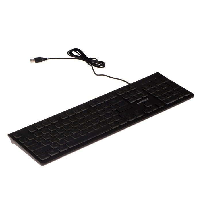 Клавиатура Gembird KB-250L, игровая, проводная, 104 клавиши, подсветка, USB, чёрная