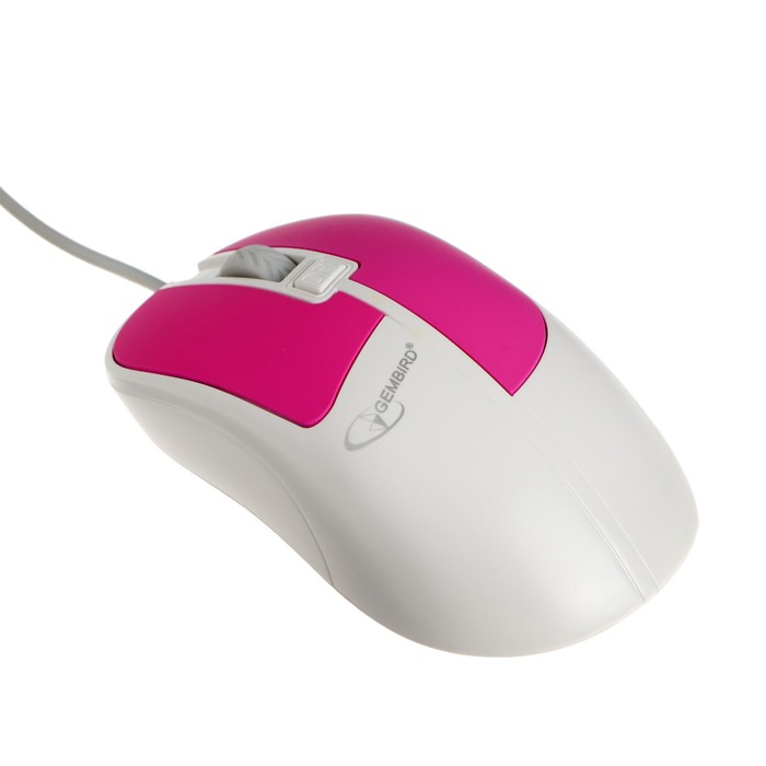 Мышь Gembird MOP-410-GRN, проводная, оптическая, 1600 dpi, USB, розовая