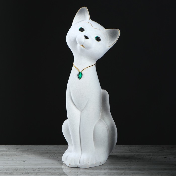 Копилка "Кот Матвей" большая, флок, белая