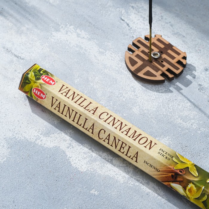 Благовония HEM Vanilla Cinnamon Hexa Ваниль Корица, 20 палочек в упаковке, шестигранник