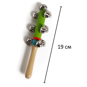 Игрушка с бубенцами "Яркая мелодия", цвет зелёный, 19 × 5 см.