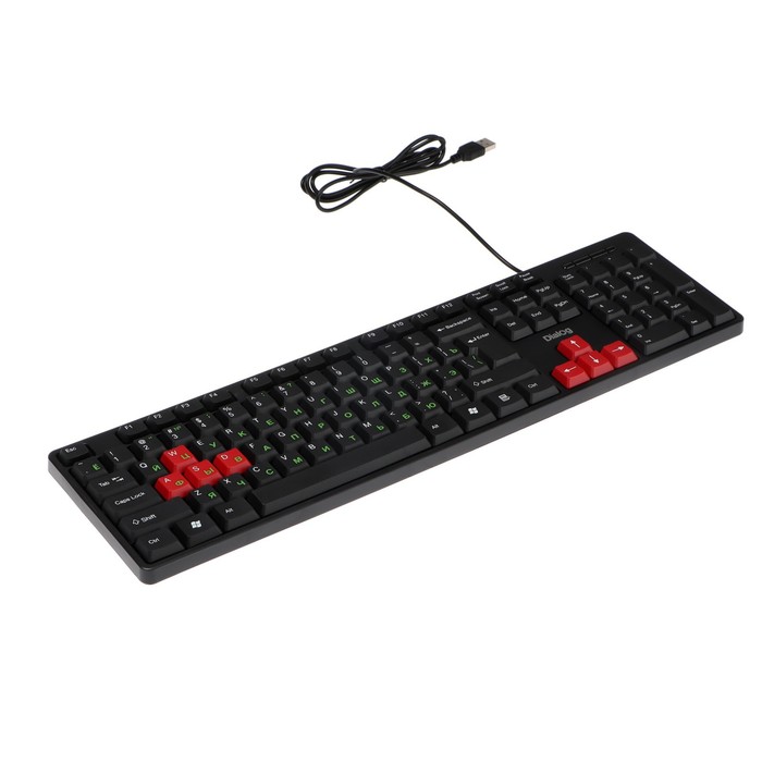 Клавиатура Dialog KS-030U BLACK-RED Standart, проводная, мембранная,104 клавиши, USB, чёрная