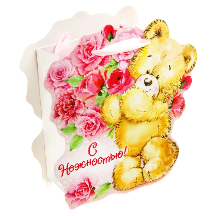 Пакет–открытка «Мишка с нежностью», S 11 х 14 х 5,5 см