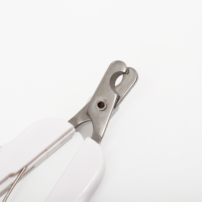 Ножницы-когтерезы "Пижон" Premium изогнутые, с упором для пальца, бело-серые