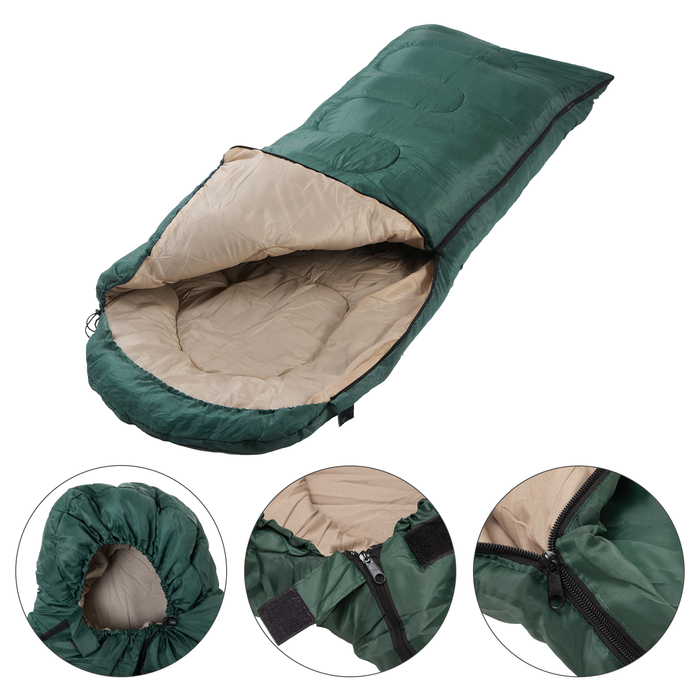 Спальный мешок, туристический, 220 х 75 см, до -20 градусов, 700 г/м2, цвет  темно зеленый