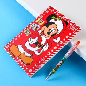Канцелярский набор "С новым годом", блокнот А5, ручка, наклейки, Микки Маус и его друзья