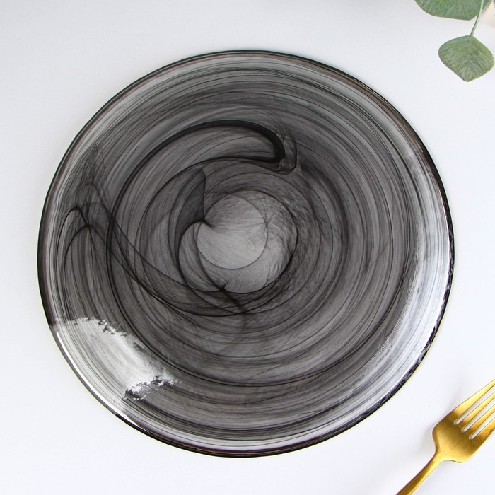 Тарелка стеклянная обеденная «Дымка», d=26,5 см, цвет серый тарелка стеклянная обеденная орбита d 27 см цвет каёмки серый