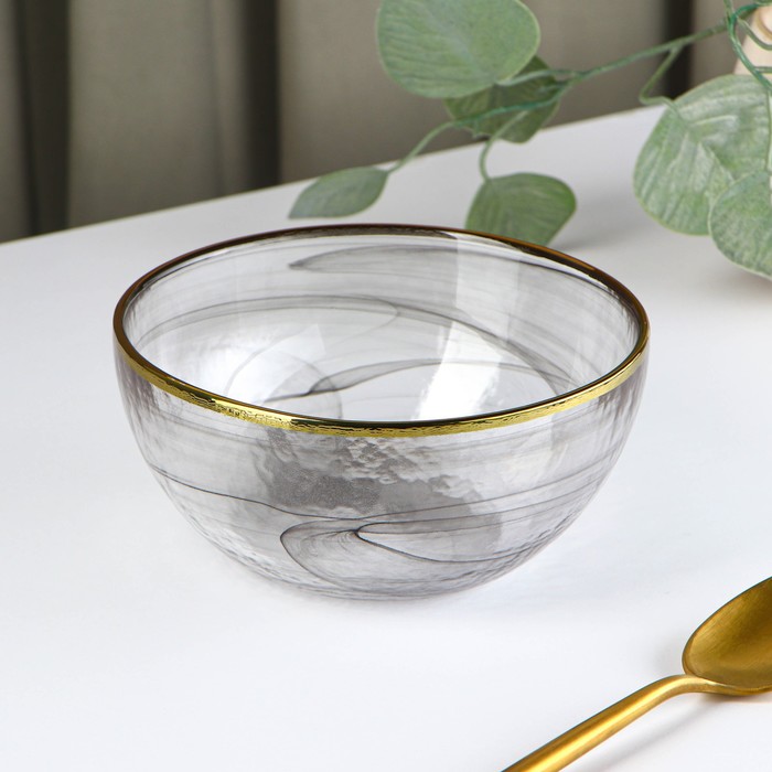 Салатник стеклянный «Дымка», 700 мл, 15×7 см, цвет серый тарелка стеклянная глубокая дымка 700 мл 15×7 см