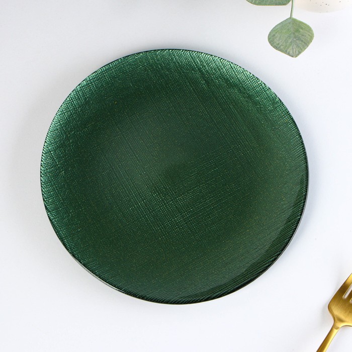 Тарелка стеклянная десертная «Римини», d=21 см, цвет зелёный тарелка мокко стеклянная d 21 см цвет коричневый
