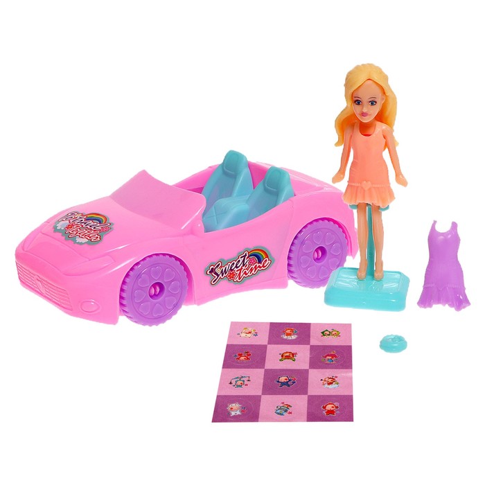 Кукла малышка «Кэтти» с машиной и аксессуарами, цвета МИКС кукла малышка кэтти с вертолетом и аксессуарами цвета микс