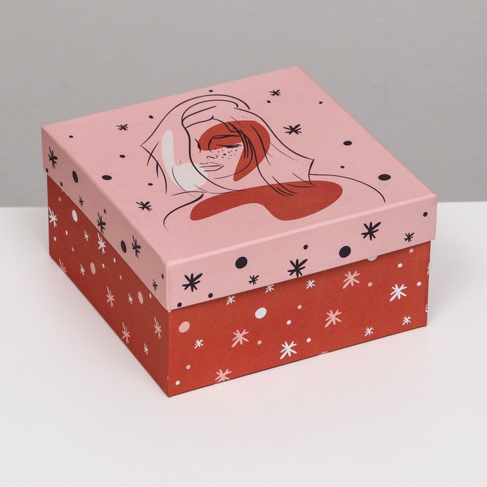 Подарочная коробка Леди звезда,квадратная ,19 х 19 х 12 см коробка подарочная облака 19 х 19 х 19 см