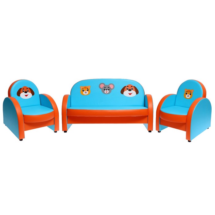 Комплект мягкой мебели «Агата. Домашние животные», голубо-оранжевый комплект мягкой мебели карина колобок