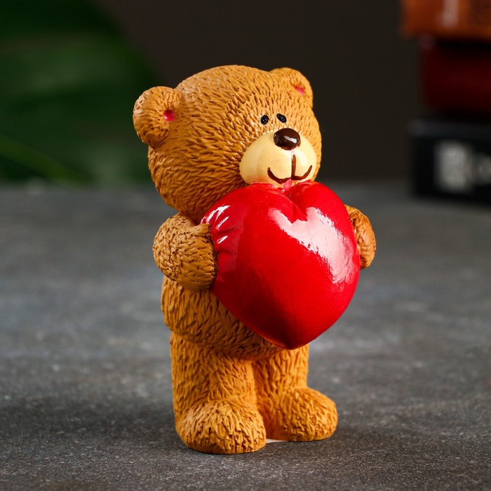 Фигура Влюбленный медвежонок бежевый, 7x7x11см