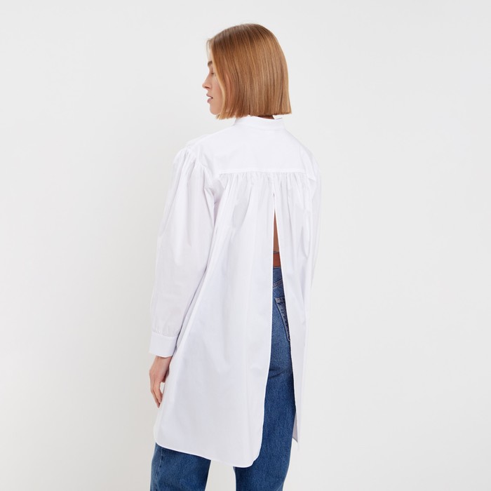 Блузка женская с воротником стойка MINAKU: Casual collection цвет белый, р-р 42