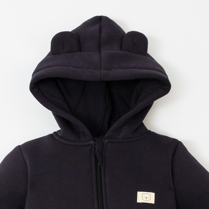 фото Комбинезон с капюшоном крошка я, basic line, рост 68-74 см, тёмно-серый