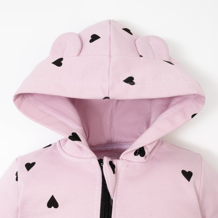 фото Комбинезон с капюшоном крошка, я "сердечки", рост 74-80 см, розовый крошка я