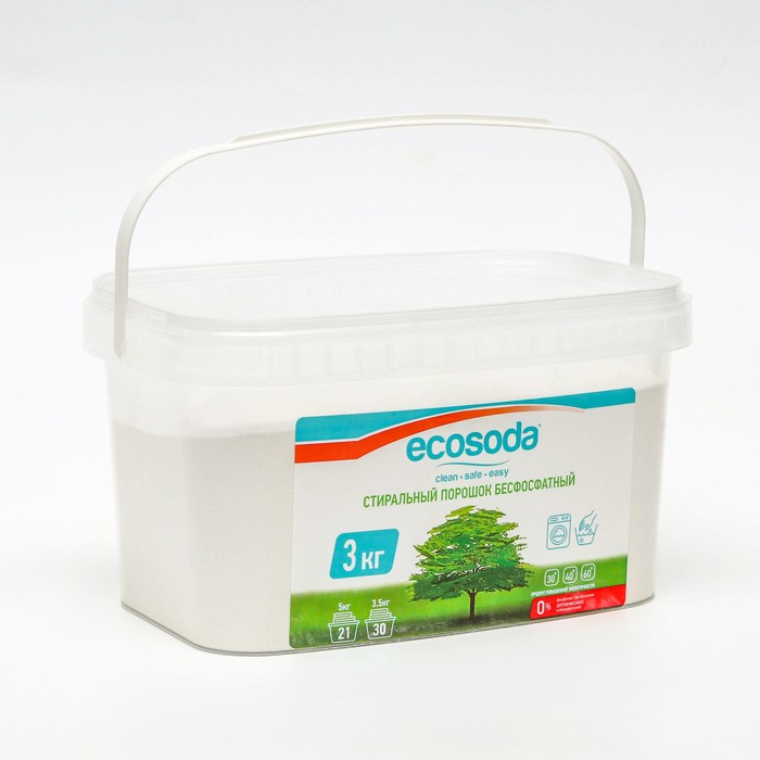 Стиральный бесфосфатный порошок Ecosoda Color для цветных тканей, 3 кг