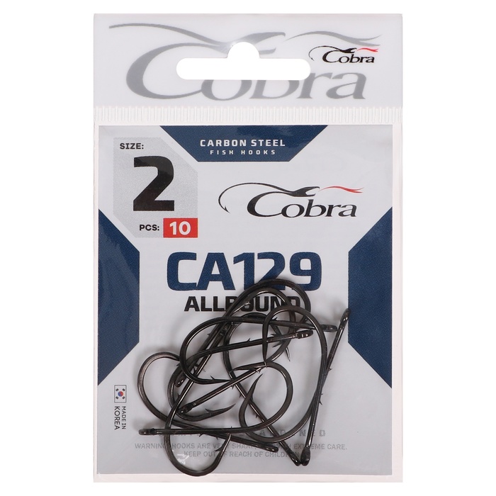 крючки cobra allround серия ca129 2 10 шт Крючки Cobra ALLROUND, серия CA129, № 2, 10 шт.