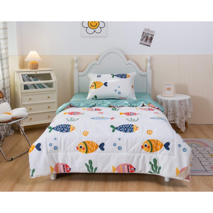 Комплект детский с одеялом «Аквариум», размер 160х220 см, 160х230 см, 50х70 см, цвет белый цена и фото