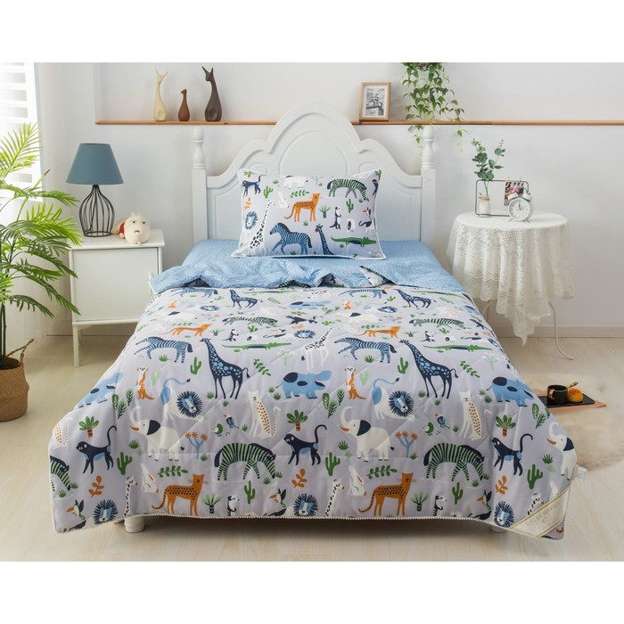 

Комплект детский с одеялом «Саванна», размер 160х220 см, 160х230 см, 50х70 см, цвет синий