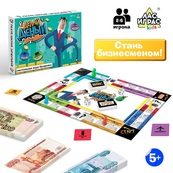 Настольная экономическая игра-бродилка «Делай деньги» наст игр тг игра экономическая бешеные деньги арт 00077