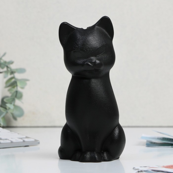 копилка керамика ручной работы кошка с котятами 18 х 19 27 см Копилка гипсовая «Кошка», черная, 18 х 8 см