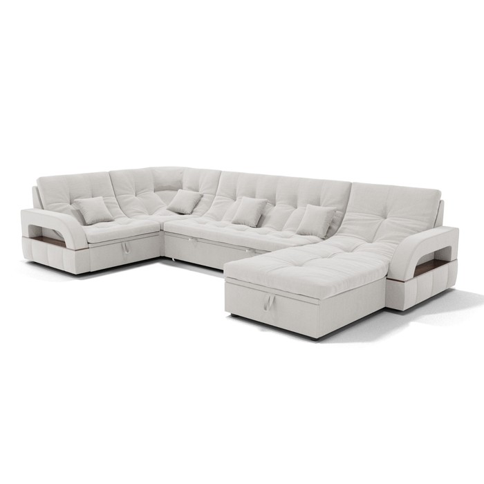 П-образный диван «Майами 4», механизм венеция, универсальный, велюр, селфи 01/подушки 01