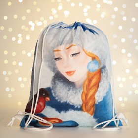 Мешок-рюкзак новогодний на шнурке, цвет голубой/разноцветный Ош