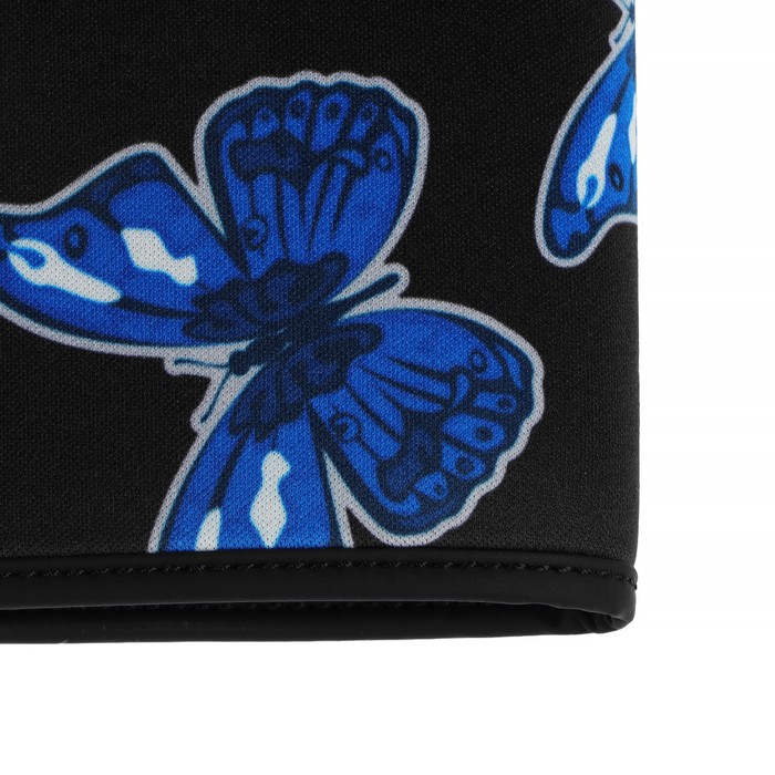 фото Чехол на руль dsv с принтом"бабочки" black+blue, неопрен, размер м