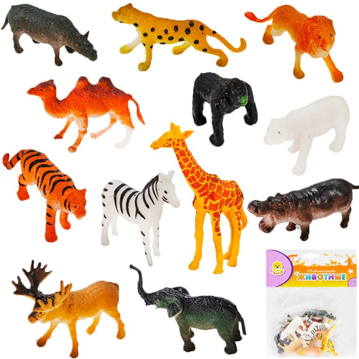 Игровой набор диких животных «Удивительные животные», 12 фигурок