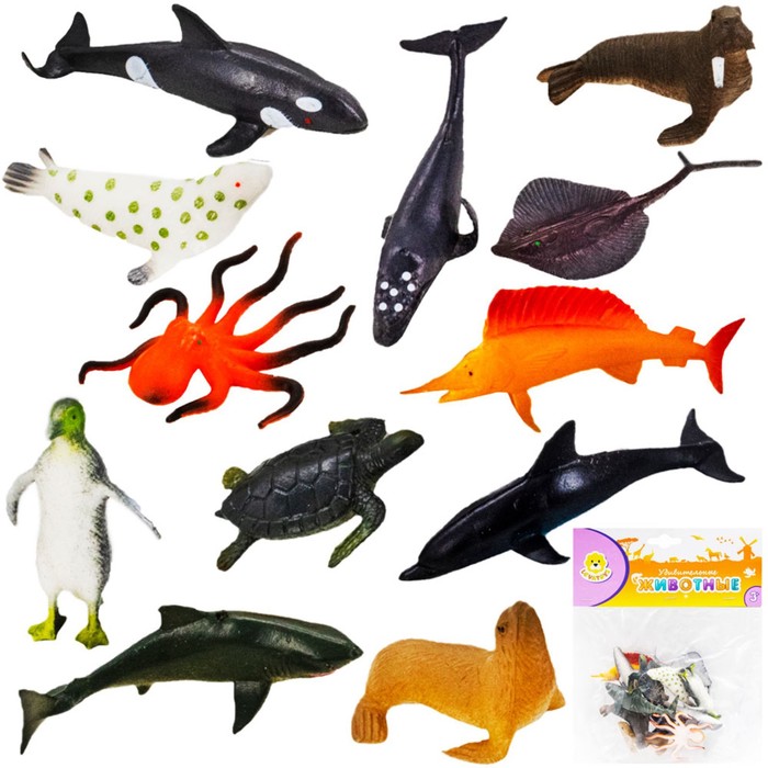 Игровой набор морских животных «Удивительные животные», 12 фигурок