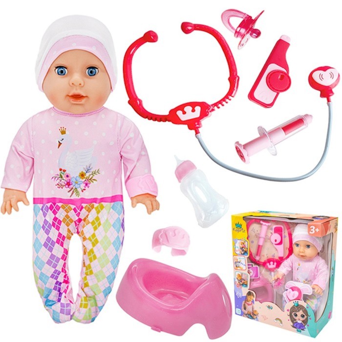 Интерактивный пупс с набором доктора, пьет, кашляет и чихает