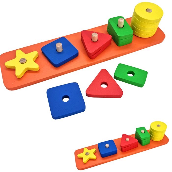 Деревянный сортер, логический «Ступенька», 5 деталей