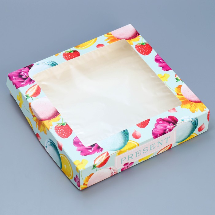Коробка кондитерская складная, упаковка «Present», 20 х 20 х 4 см коробка складная сердца оригами 20 х 20 х 4 см